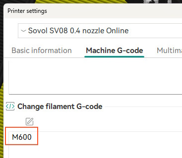 Printer Settings M600